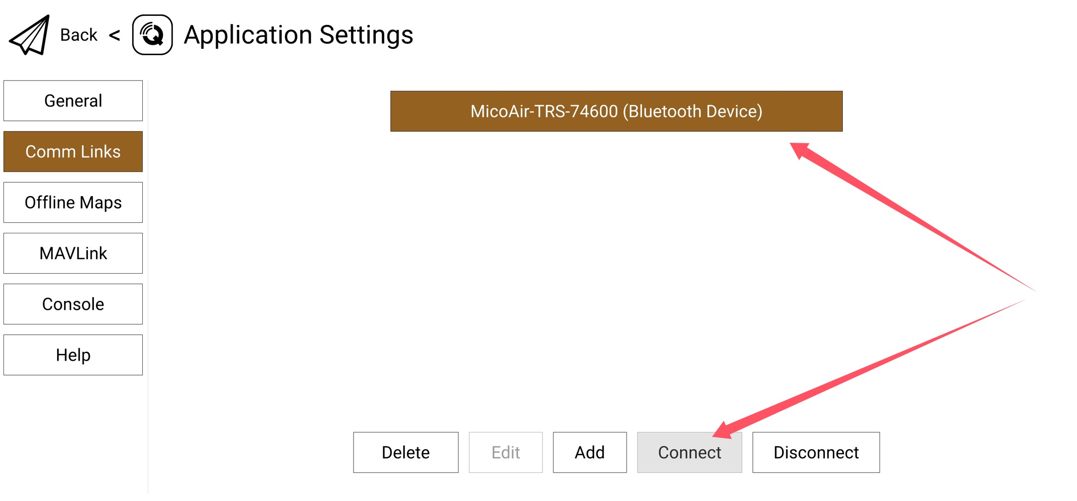 QGC Android — connect the Bluetooth link